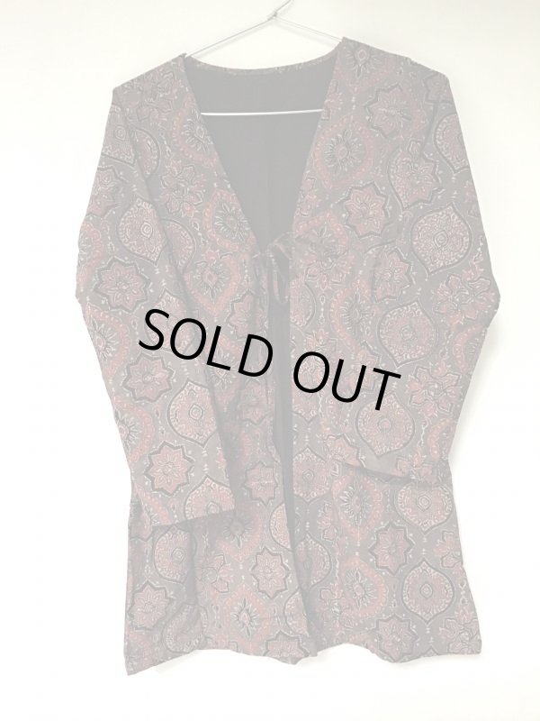 画像8: アジュラク ワーク カーディガン　ブロックプリントx綿麻　SM サイズ  作業用カーデ (8)