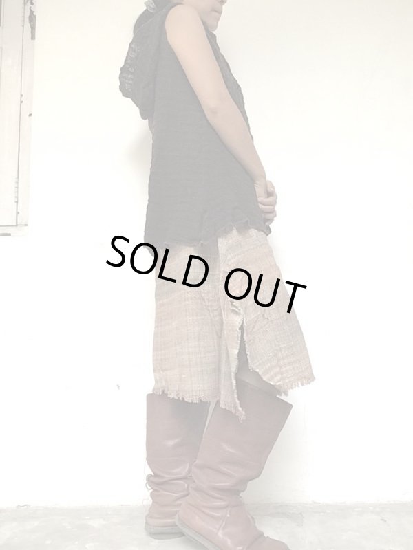 画像2: 完売再入荷♪ブロックプリント ネップブークラコットン　ジレ フードベスト 4カラー！ (2)