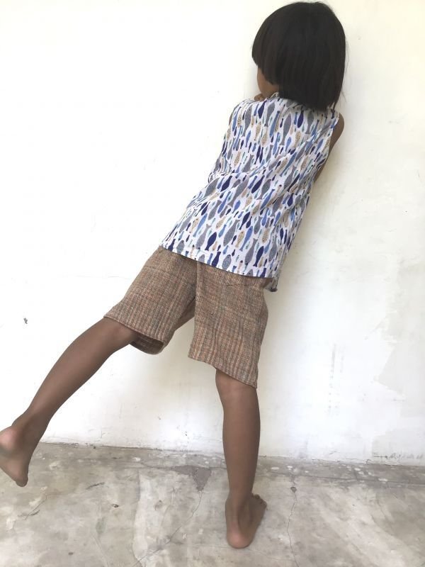 画像9: KIDS ブロックプリント ノースリーブクルタシャツ 120サイズ  (9)