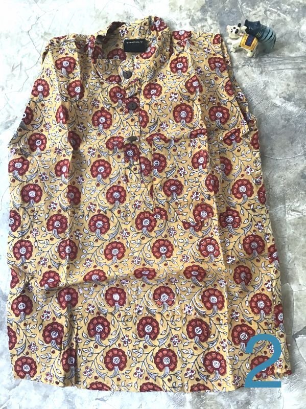 画像10: KIDS ブロックプリント ノースリーブクルタシャツ 120サイズ  (10)