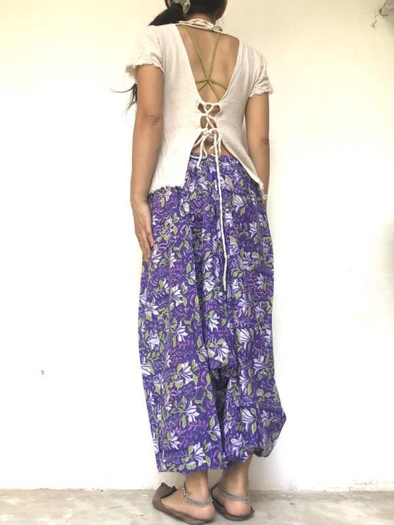 画像2: ブロックプリント サルエルパンツ ★アリババパンツ アラジンパンツ もんぺ インド綿100