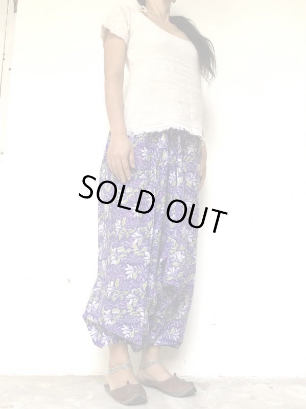 画像5: ブロックプリント サルエルパンツ ★アリババパンツ アラジンパンツ もんぺ インド綿100 (5)