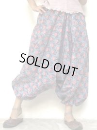 ブロックプリント サルエルパンツ ★アリババパンツ アラジンパンツ もんぺ インド綿100