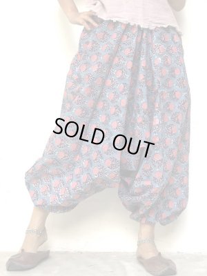 画像1: ブロックプリント サルエルパンツ ★アリババパンツ アラジンパンツ もんぺ インド綿100
