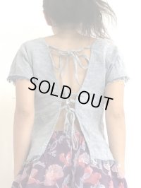 リネン バック編み上げtee フリーサイズ☆linen 