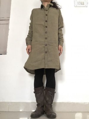 画像5: MLサイズ再入荷◎非暴力! Raw silk ローシルク シャツワンピース 2サイズ2カラー☆不殺生 シルク ベジタリアン