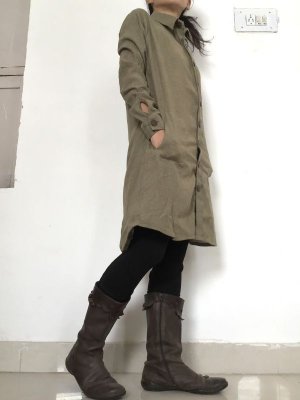 画像4: MLサイズ再入荷◎非暴力! Raw silk ローシルク シャツワンピース 2サイズ2カラー☆不殺生 シルク ベジタリアン