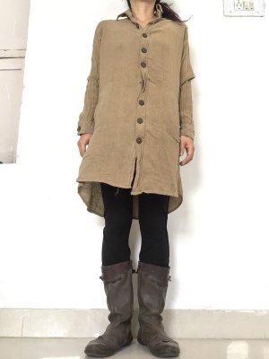 画像10: MLサイズ再入荷◎非暴力! Raw silk ローシルク シャツワンピース 2サイズ2カラー☆不殺生 シルク ベジタリアン