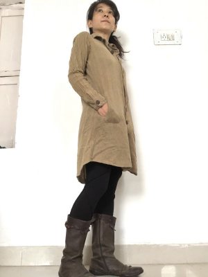 画像11: MLサイズ再入荷◎非暴力! Raw silk ローシルク シャツワンピース 2サイズ2カラー☆不殺生 シルク ベジタリアン