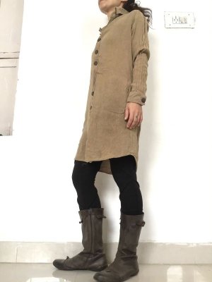 画像9: MLサイズ再入荷◎非暴力! Raw silk ローシルク シャツワンピース 2サイズ2カラー☆不殺生 シルク ベジタリアン