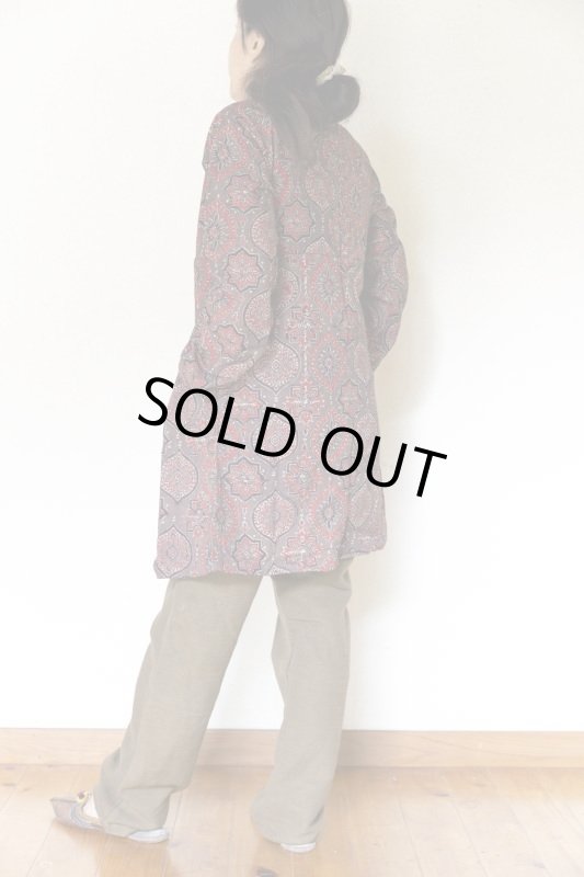 画像2: アジュラク ワーク カーディガン　ブロックプリントx綿麻　SM サイズ  作業用カーデ (2)