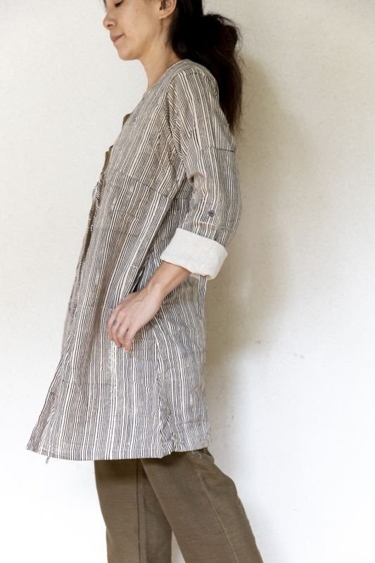 画像8: ブロックプリント x 綿麻 ワーク カーディガン☆ 羽織り4テキスタイル (8)