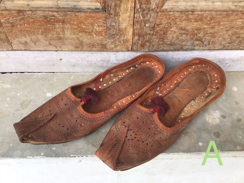 画像1: キャメル革フラットシューズ　★宮廷 パンプス サンダル (1)