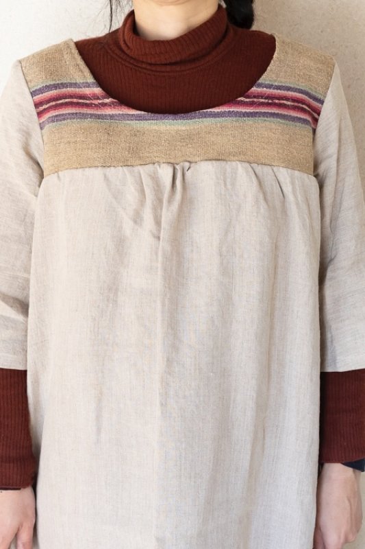 画像5: 国産リネン100% マキシワンピース★麻 TrishuL handmade 生成り (5)