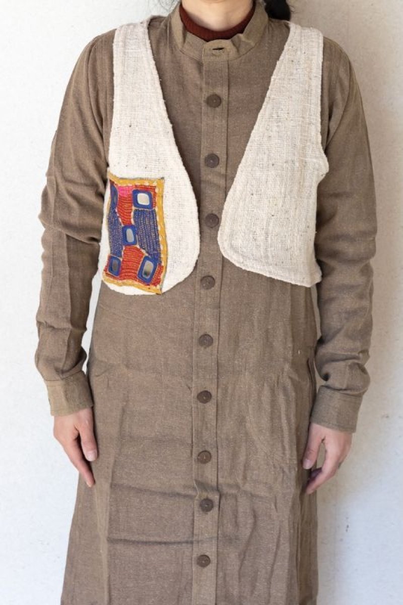 画像1: ショートベスト カディコットンxバンジャーラ ショートベスト★手紡ぎ手織り マハトマガンジー