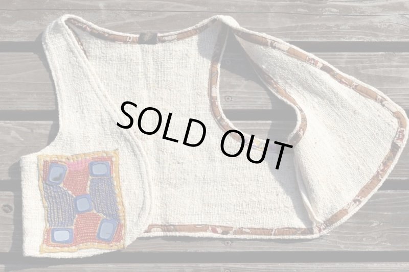 画像2: ショートベスト カディコットンxバンジャーラ ショートベスト★手紡ぎ手織り マハトマガンジー (2)