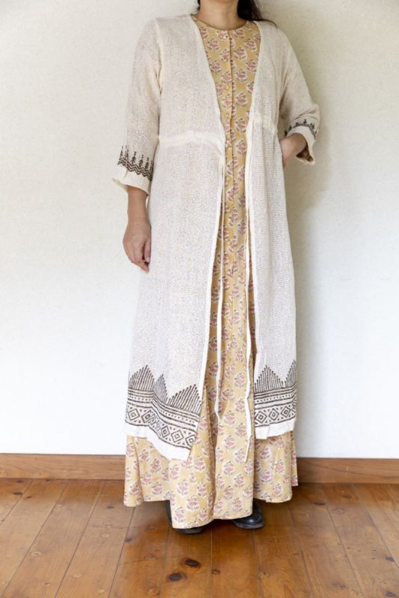 画像2: 残り少　ざっくりコットン ロングカーディガン ブロックプリント 4カラー ML サイズ ⭐︎ 羽織