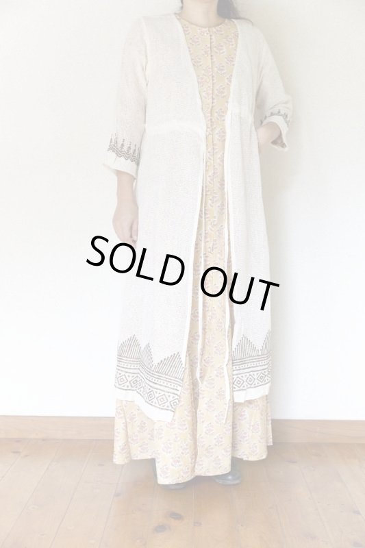 画像2: 残り少　ざっくりコットン ロングカーディガン ブロックプリント 4カラー ML サイズ ⭐︎ 羽織 (2)