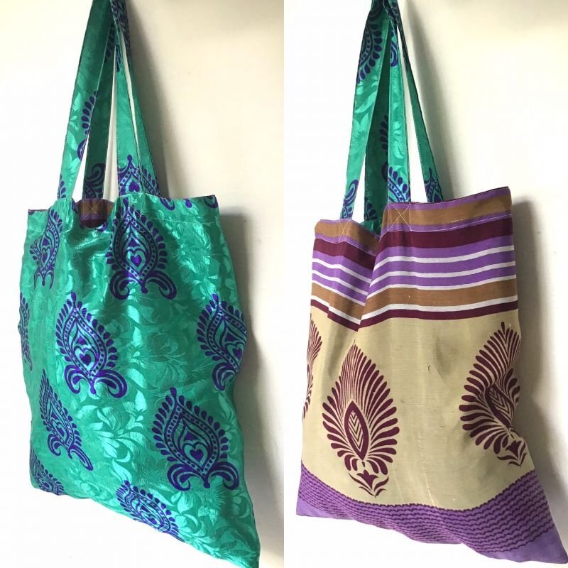 画像1: 50%OFF!!インドサリー パフスリーブ マキシ丈ドレス★フリーサイズ