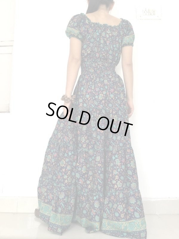 画像4: 50％OFF！！インドサリー パフスリーブ マキシ丈ドレス★フリーサイズ (4)