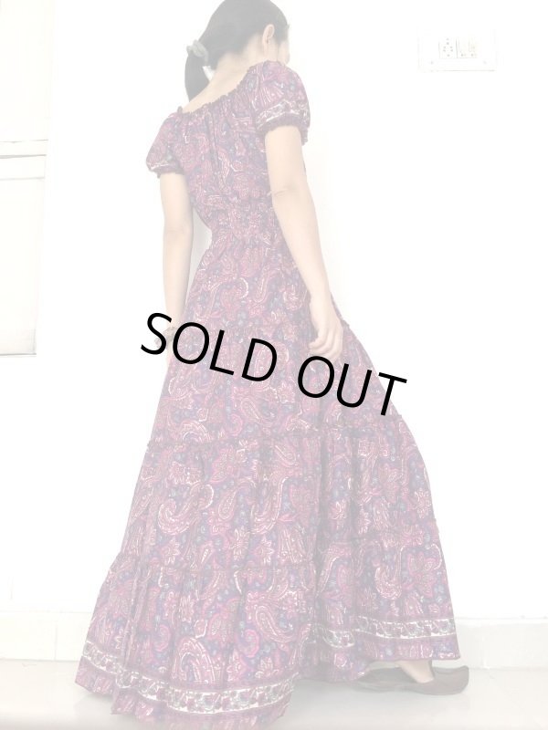 画像8: 50％OFF！！インドサリー パフスリーブ マキシ丈ドレス★フリーサイズ (8)