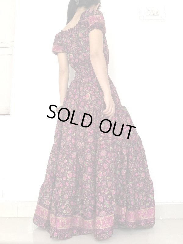 画像6: 50％OFF！！インドサリー パフスリーブ マキシ丈ドレス★フリーサイズ (6)