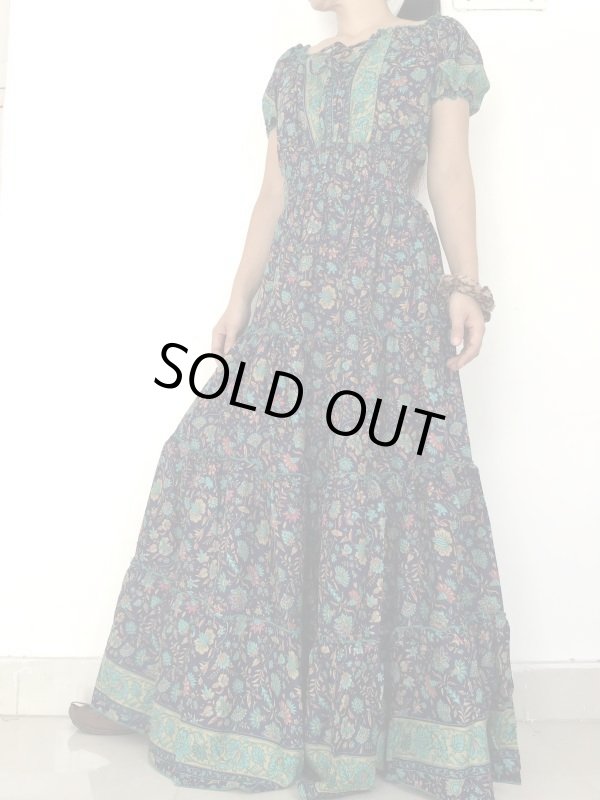 画像3: 50％OFF！！インドサリー パフスリーブ マキシ丈ドレス★フリーサイズ (3)