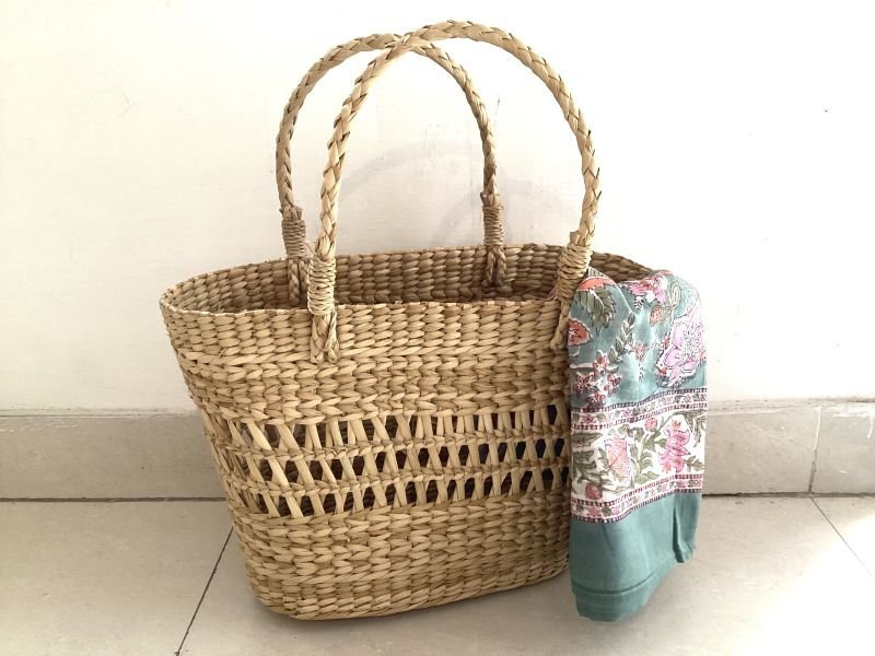 画像1: ¥1000off!カゴBAG☆ストロー 水草 カゴバッグ かご