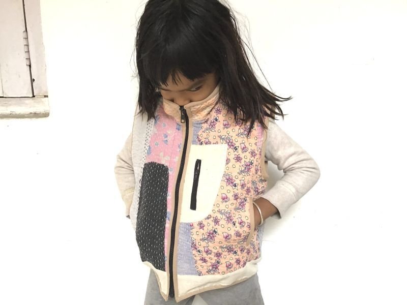 画像1: NEW パッチワーク ほっこりスヌード★アップサイクル エコファー ラリーキルト アンゴラウール