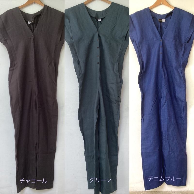 画像10: 30%off！！Lサイズ リネン100% ジャンプスーツ ★麻 linen 3カラー つなぎ (10)