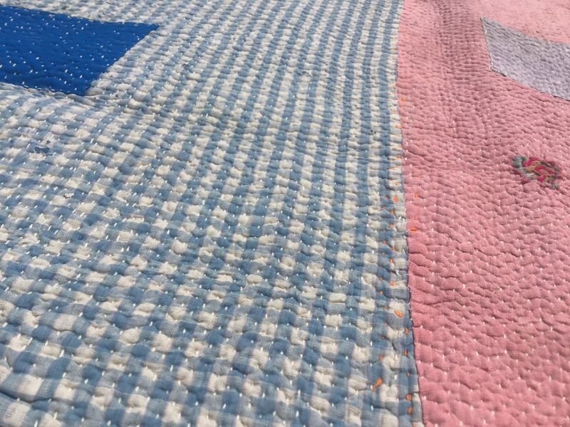 画像12: NEW ヴィンテージラリーキルト★刺し子 ラグ カンタ (12)