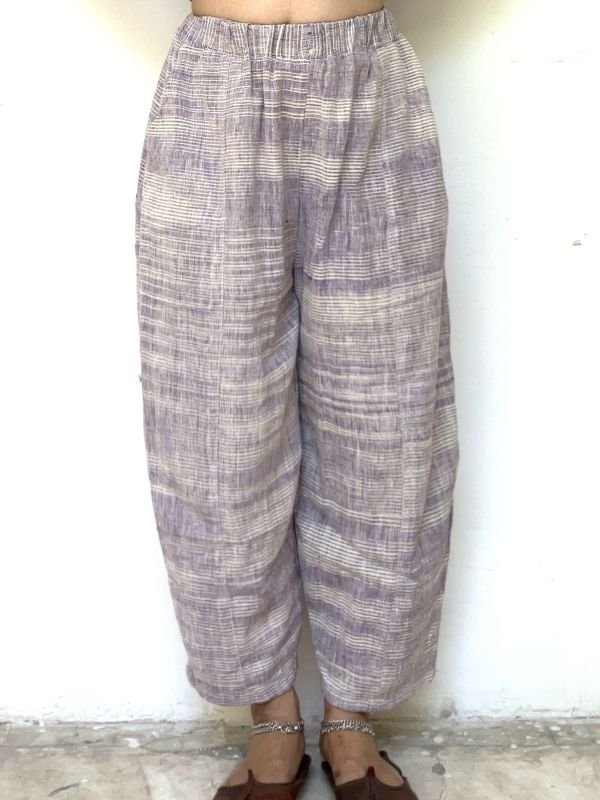 手織り　カディコットン バルーンパンツ　D