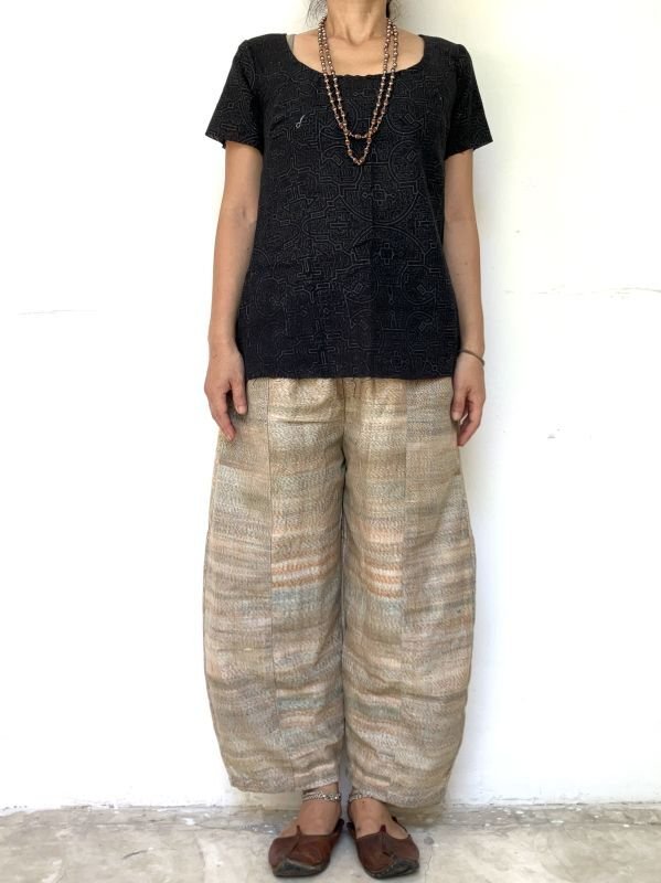 手織り　カディコットン バルーンパンツ　A