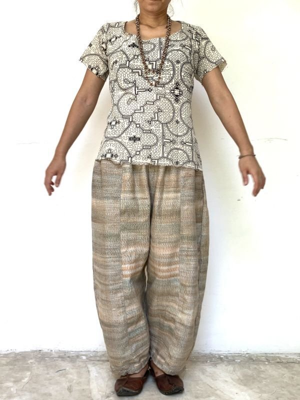 手織り　カディコットン バルーンパンツ　A