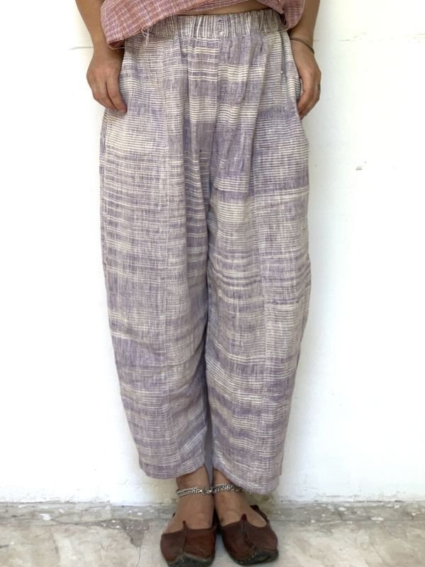 手織り　カディコットン バルーンパンツ　D