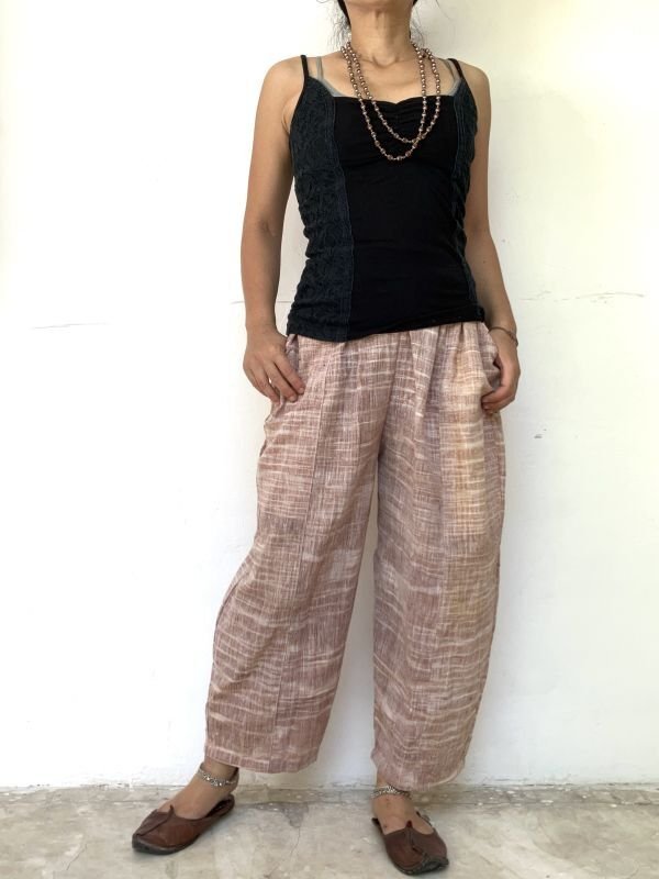 手織り　カディコットン バルーンパンツ　C