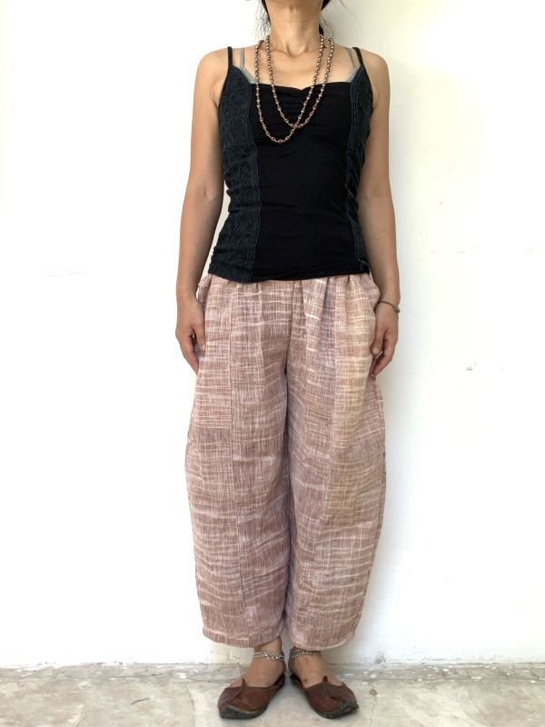 手織り　カディコットン バルーンパンツ　C