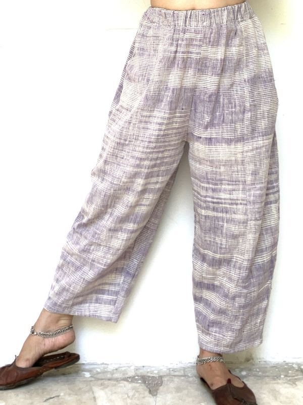 手織り　カディコットン バルーンパンツ　D