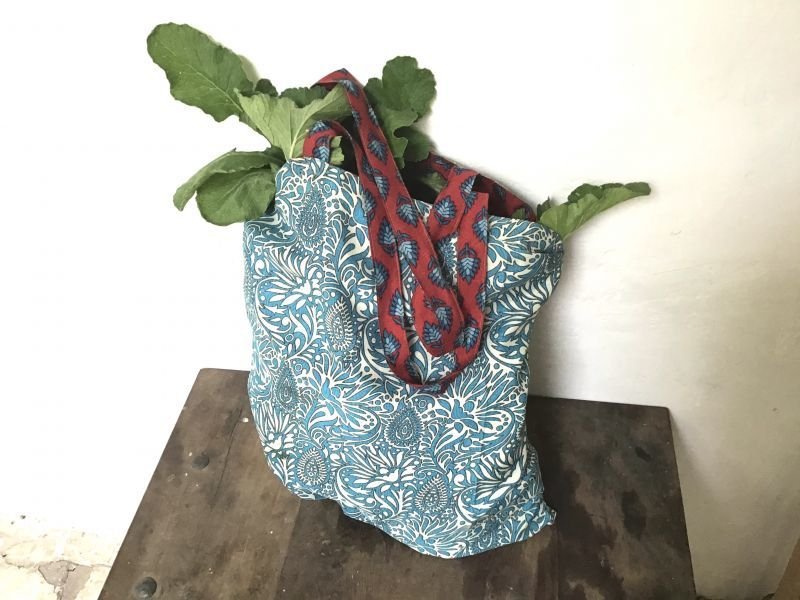 画像1: トライバルブロックプリント エコバッグ★ECOBAG 買い物袋 レジ袋 トートバッグ