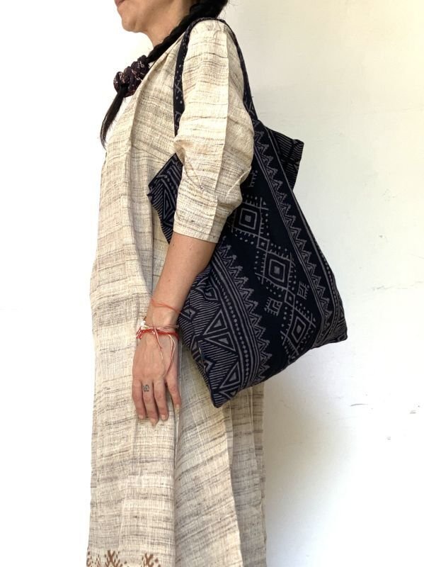 画像17:  トライバルブロックプリント　エコバッグ★ECOBAG 買い物袋 レジ袋 トートバッグ (17)