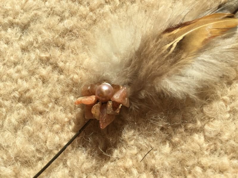 ピンクトルマリンxパールハットピン