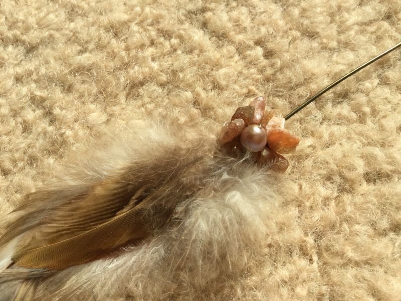 ピンクトルマリンxパールハットピン