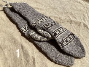 画像1: 手編み シンプル ニットソックス★マナリソックス ウール靴下 防寒靴下