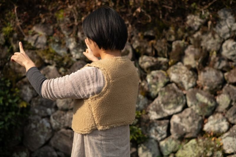 ハンドメイドショートベスト 着画後