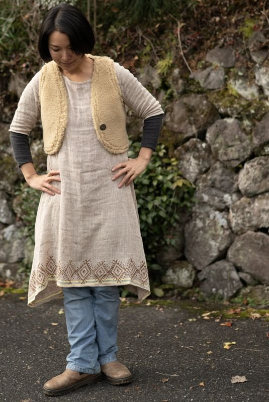 エコファーショートベスト 着画正面