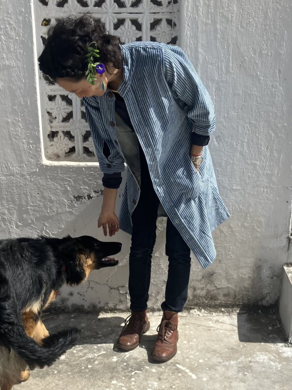 国産藍染 コーデュロイワンピース