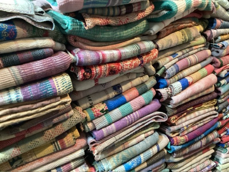 画像3: 【再入荷】カンタシルクショール 刺し子刺繍 ｜インドサリーアップサイクル・一点物シルクストール カンタ刺繍