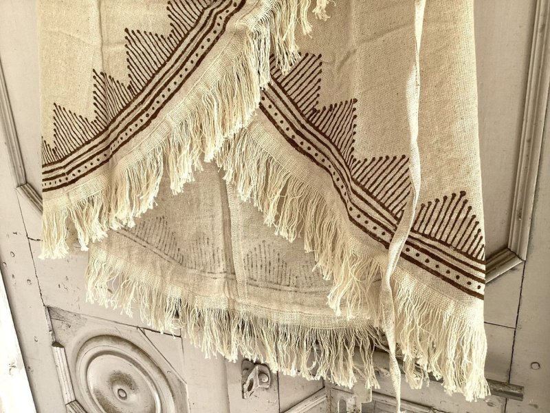 トライバルブロックプリント ラップスカート⭐︎生成り