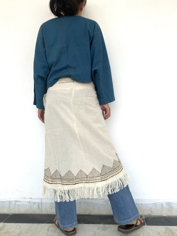 トライバルブロックプリント ラップスカート⭐︎生成り