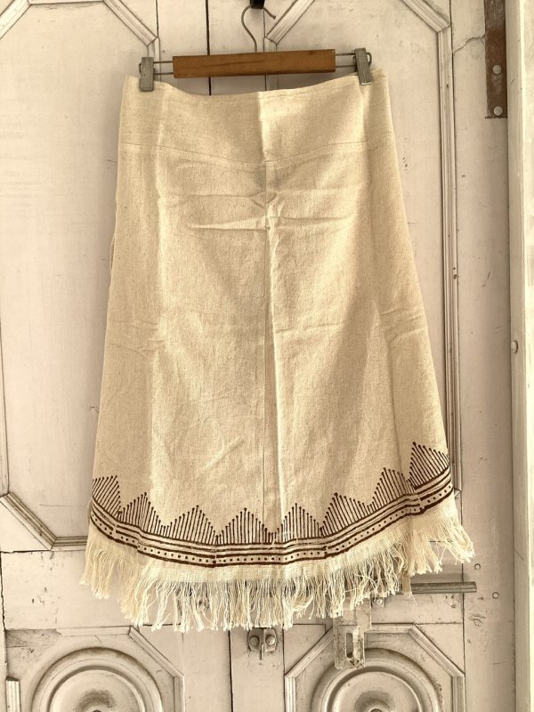 トライバルブロックプリント ラップスカート⭐︎生成り